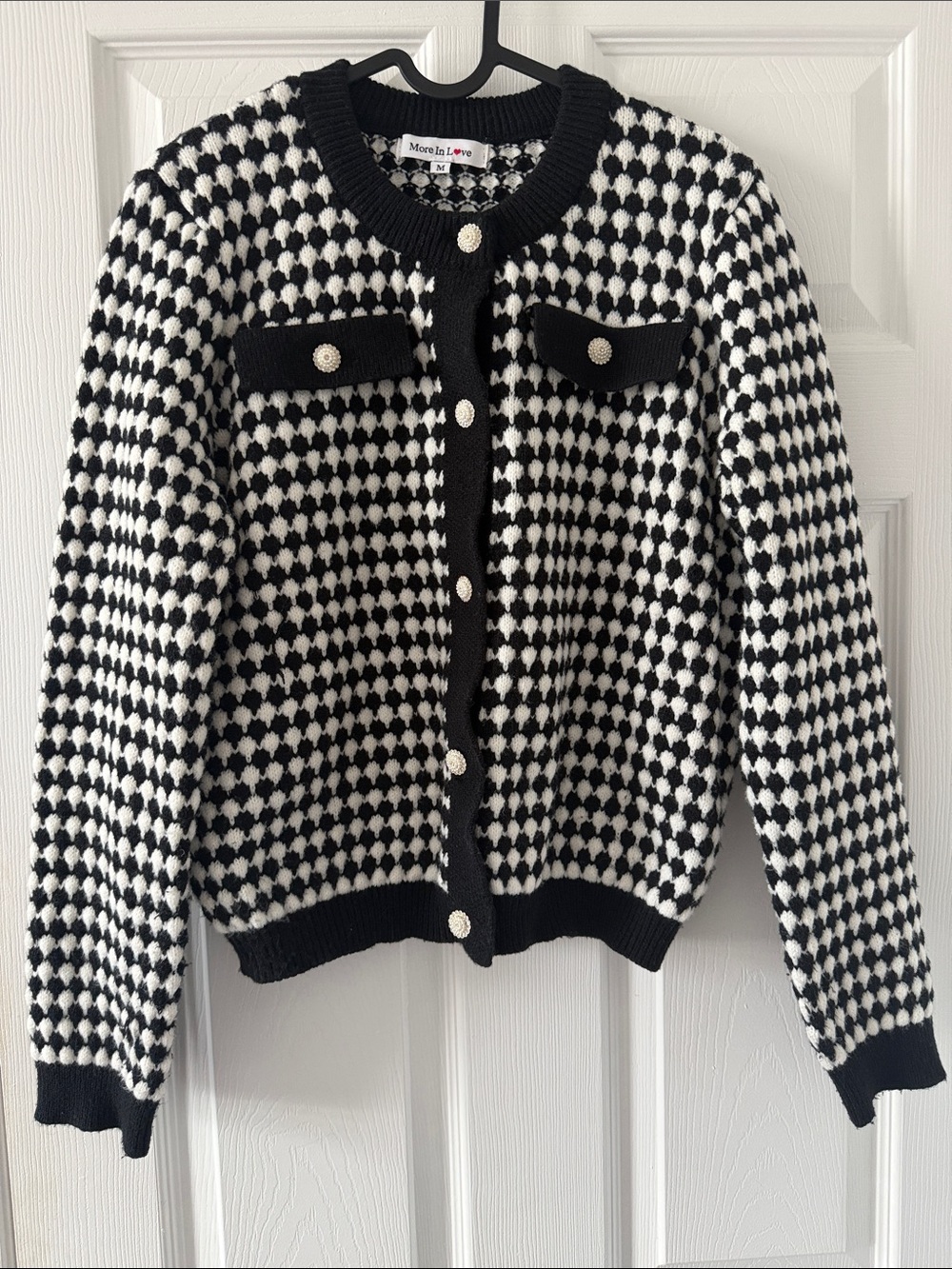 Black & White Knit Cardigan Jacket